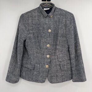 Akris Punto Plus 100% Silk Tweed Blazer Jacket Sz 14